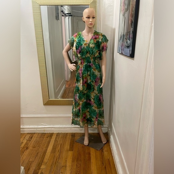 Dresses & Skirts - Le Ragazze Green Floral Dress made in Italy